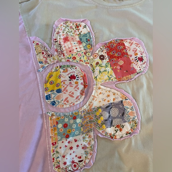 Women’s Easel Patchwork Flower Oversized Tee Small Cotton - Picture 3 of 8
